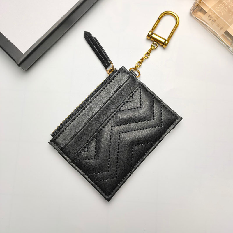 Designer Card Holders Women Pochette Cles Luxury Men Credit Card Holder Wallet Fashion Business Cardholder Pouch Ring Chain Mini Coin Purse Charm Canvas Leather Bag