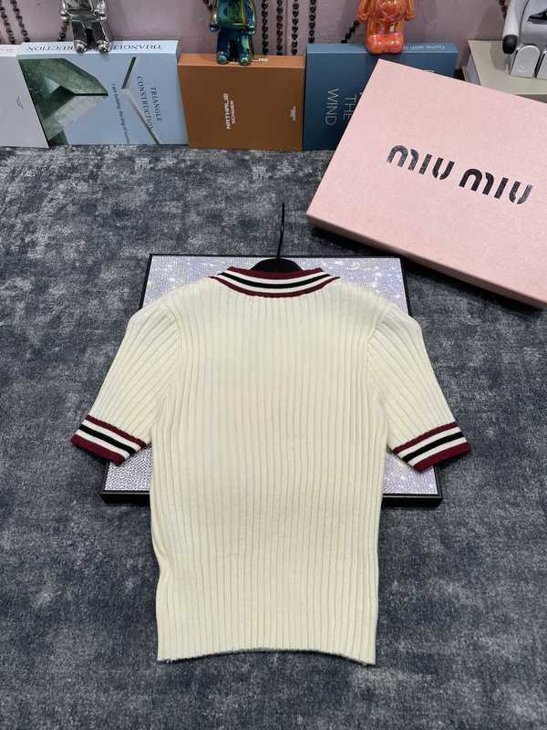 Women's Jackets Designer Mi24 early spring new women's team style square letter pit stripe color blocking design short sleeved slim fit knit top VRRP