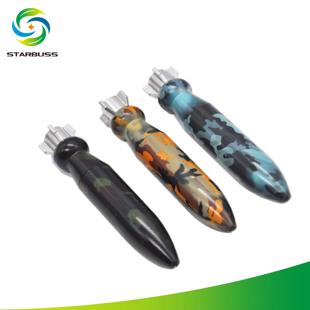 Smoking Pipes Camouflage Cannon Bullet Personalized Fashion Long Shaped Pipe Portable Metal Pipe