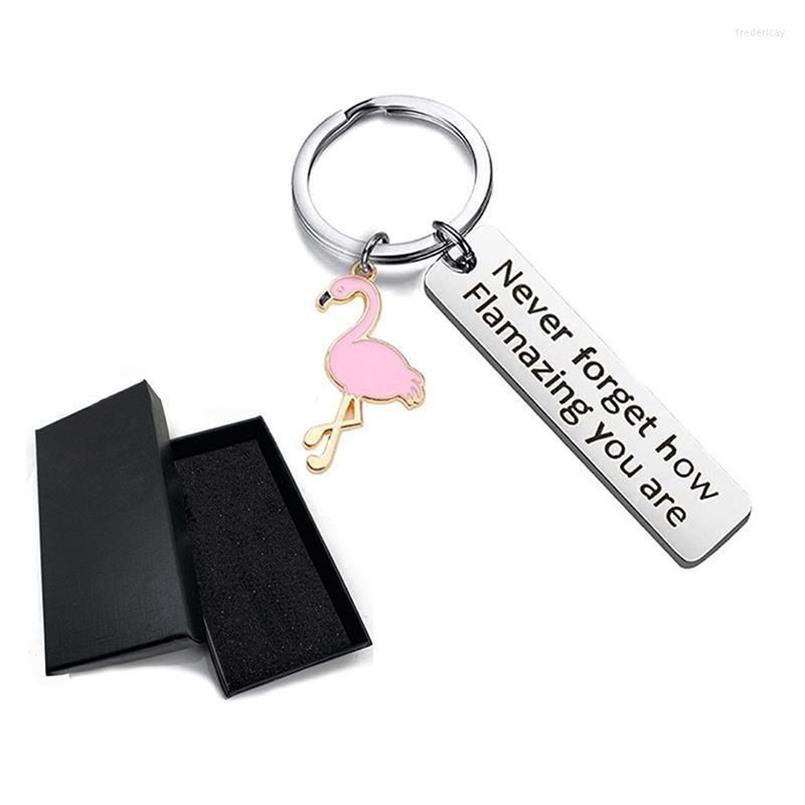 Keychains Motivational Flamingo Keychain Glöm aldrig hur flamazing du är rund nyckelring fred22277g