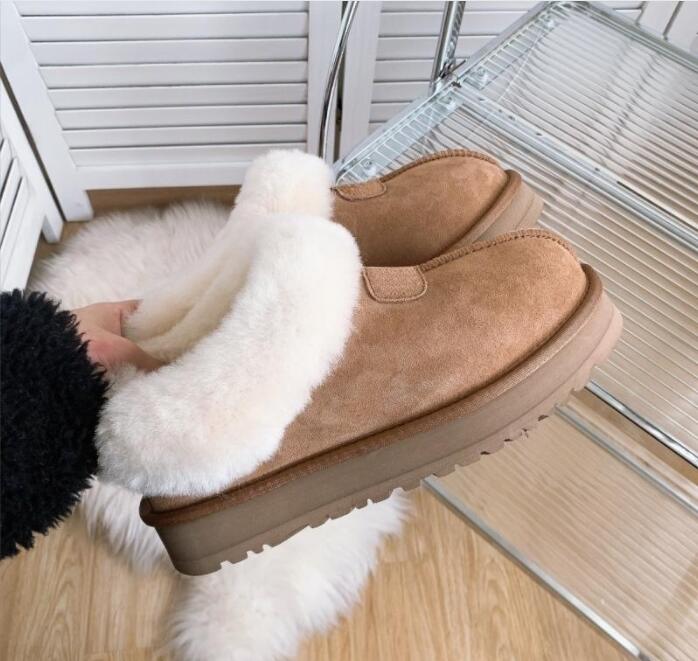 Mulheres tazz plataforma chinelos botas de neve lã boca manter bota quente macio e confortável pele carneiro pelúcia botas casuais belos presentes