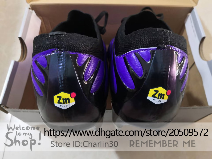 Enviar com saco Botas de futebol de qualidade Zoom Vapores 15 Elite FG ACC Sapatos para Mens Mbappe CR7 Ronaldo Marcus Rashfor Treinamento Chuteiras de futebol de couro macio US 6.5-12