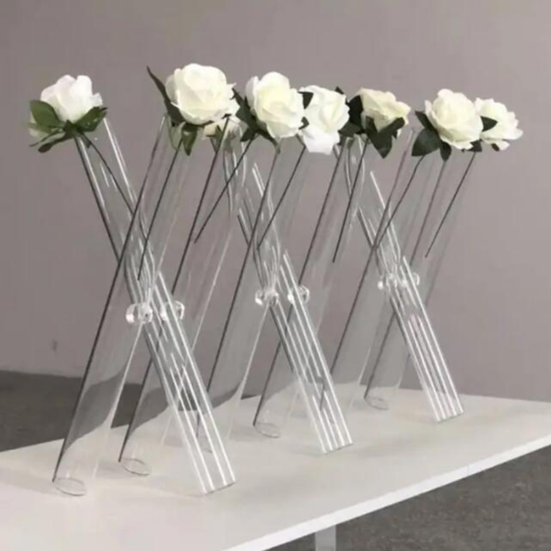 3 Glass Tripod vase bud vases Flower Holder Centerpiece Stand Tube vase for Wedding