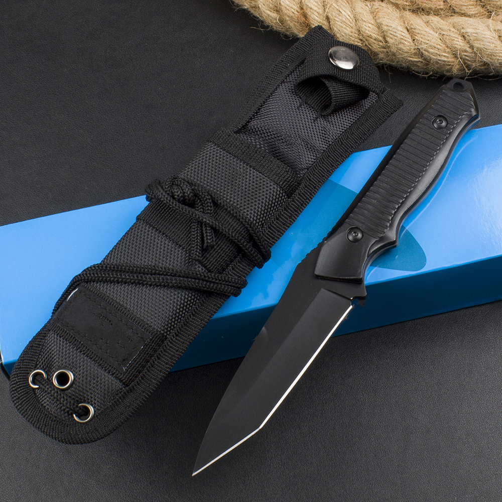 New BM140BK Survival Straight Knife 154CM Black Oxide Tanto Blade Aluminum Alloy Handle Outdoor Camping Hiking Tactical Knives with Nylon Sheath