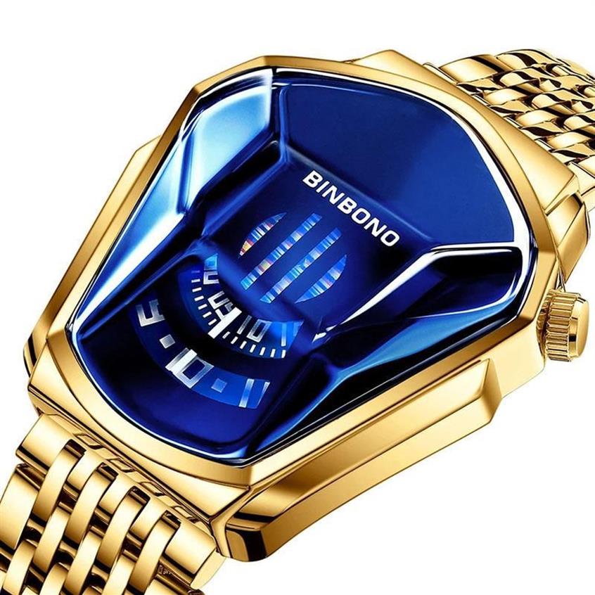 Binbond Top Brand Luxury Military Fashion Sport Watch Men Gold Wrist Watches Man Clock Casual Chronograph Wristwatch334C