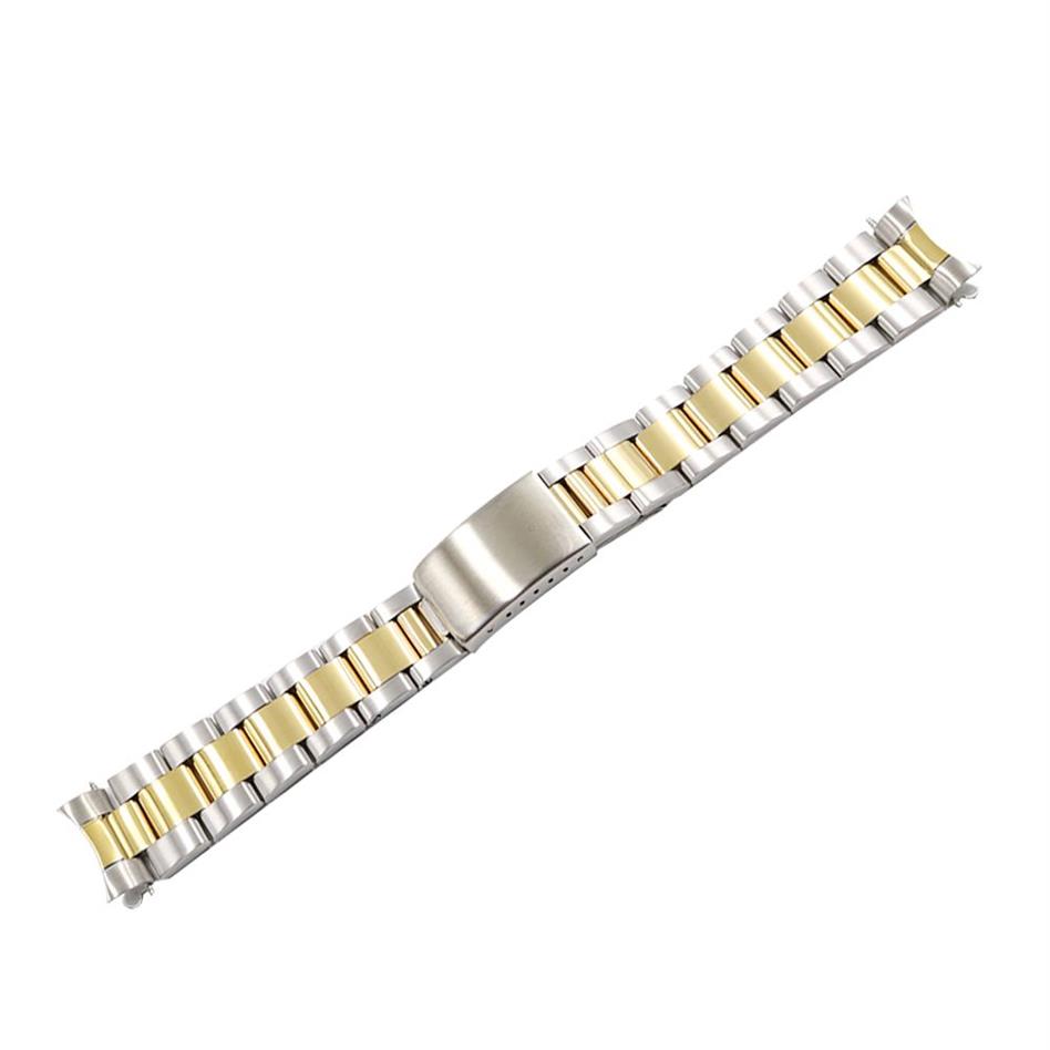 CARLYWET 13 17 19 20 mm 316L Edelstahl zweifarbiges Roségold-Silber-Uhrenarmband Oyster-Armband für Datejust2806