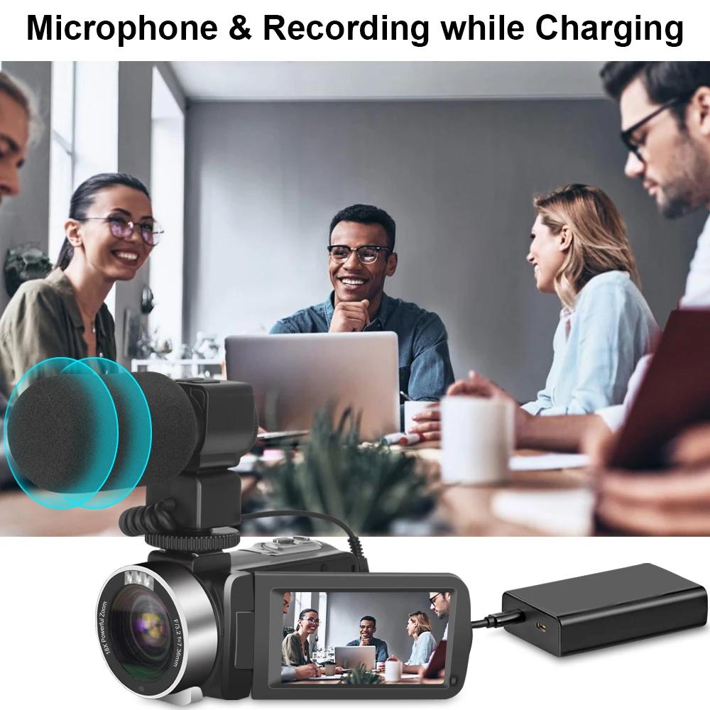 إكسسوارات 4K Ultra HD Camcorder WebCam for Vlogging Video Camera Recorder WiFi Buildin Light 48MP 3.0inch 16x Cameras