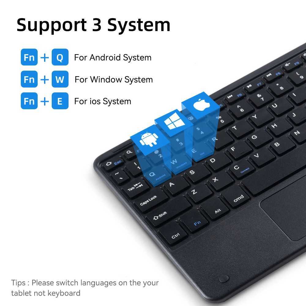 Tangentbord TouchPad Trådlöst tangentbord och muskombination för iPad Samsung Huawei Ultra Thin Proteable Mini Bluetooth tangentbord Laptop PCL240105
