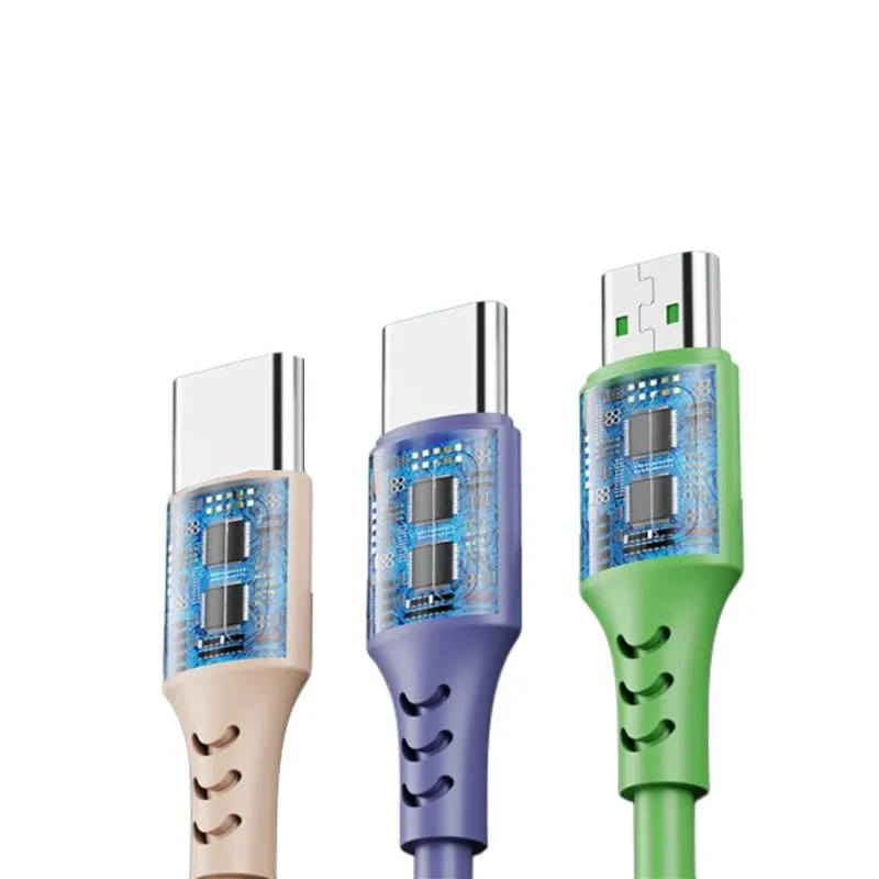 3 In 1 Liquid silicone Cables 1.2M Multi colors USB Fast Charging Cable Type C Android  Cord For xiaomi Samsung Phones