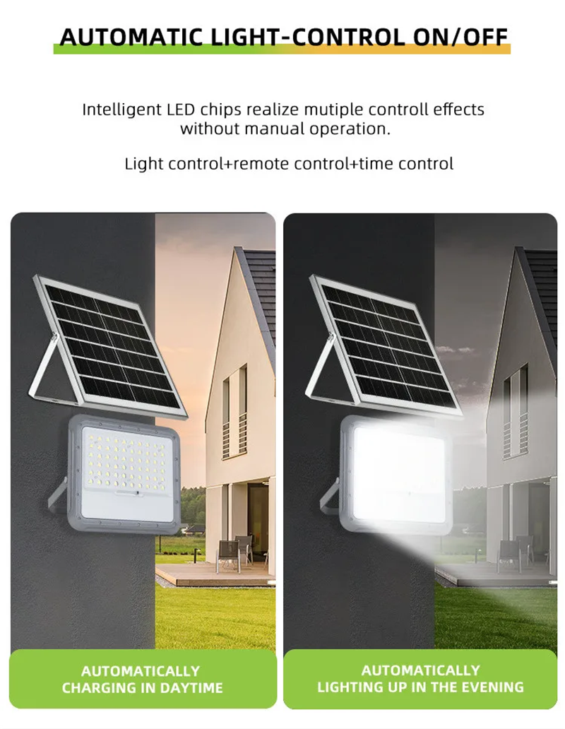 Solar Floodlight 100W 200W 300W 400W Aluminum White RGB IP65 Lâmpada de inundação solar Lâmpada de parede externa Spotlight Highlight