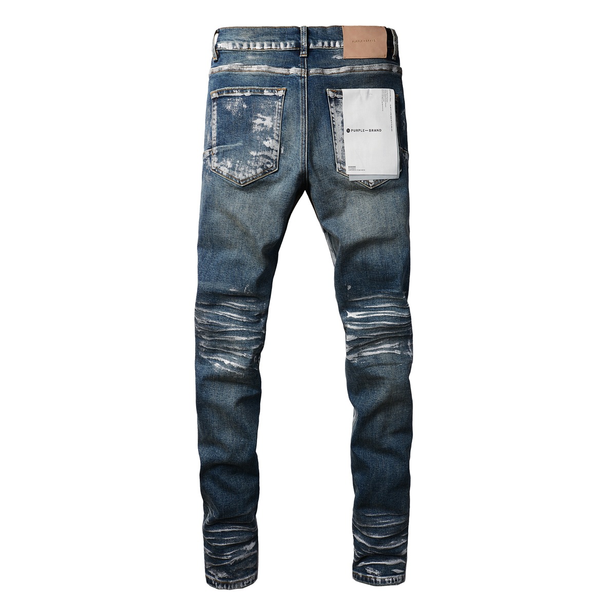 Purple Brand Jeans Jeans High Street Bants огорченные патч ретро прямые джинсы Light Sulh Blue Silver Paint.