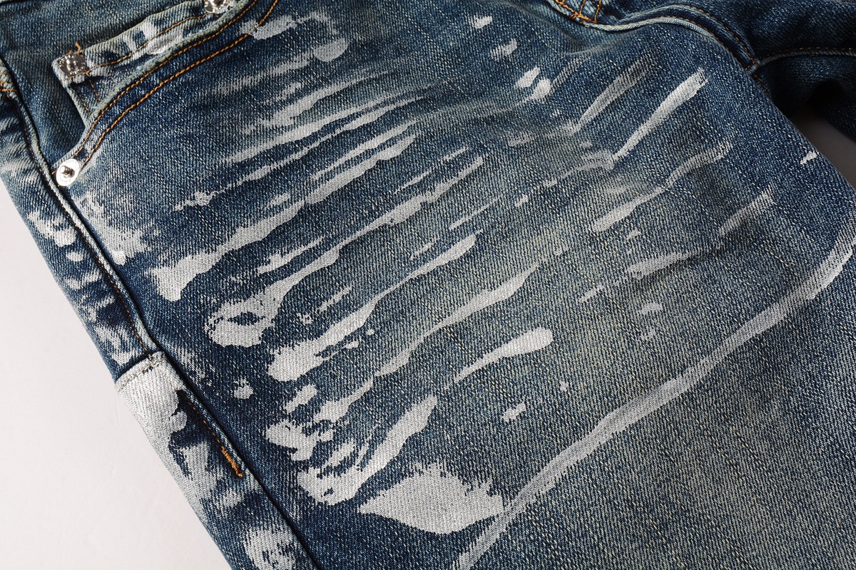 Purple Brand Jeans Jeans High Street Bants огорченные патч ретро прямые джинсы Light Sulh Blue Silver Paint.