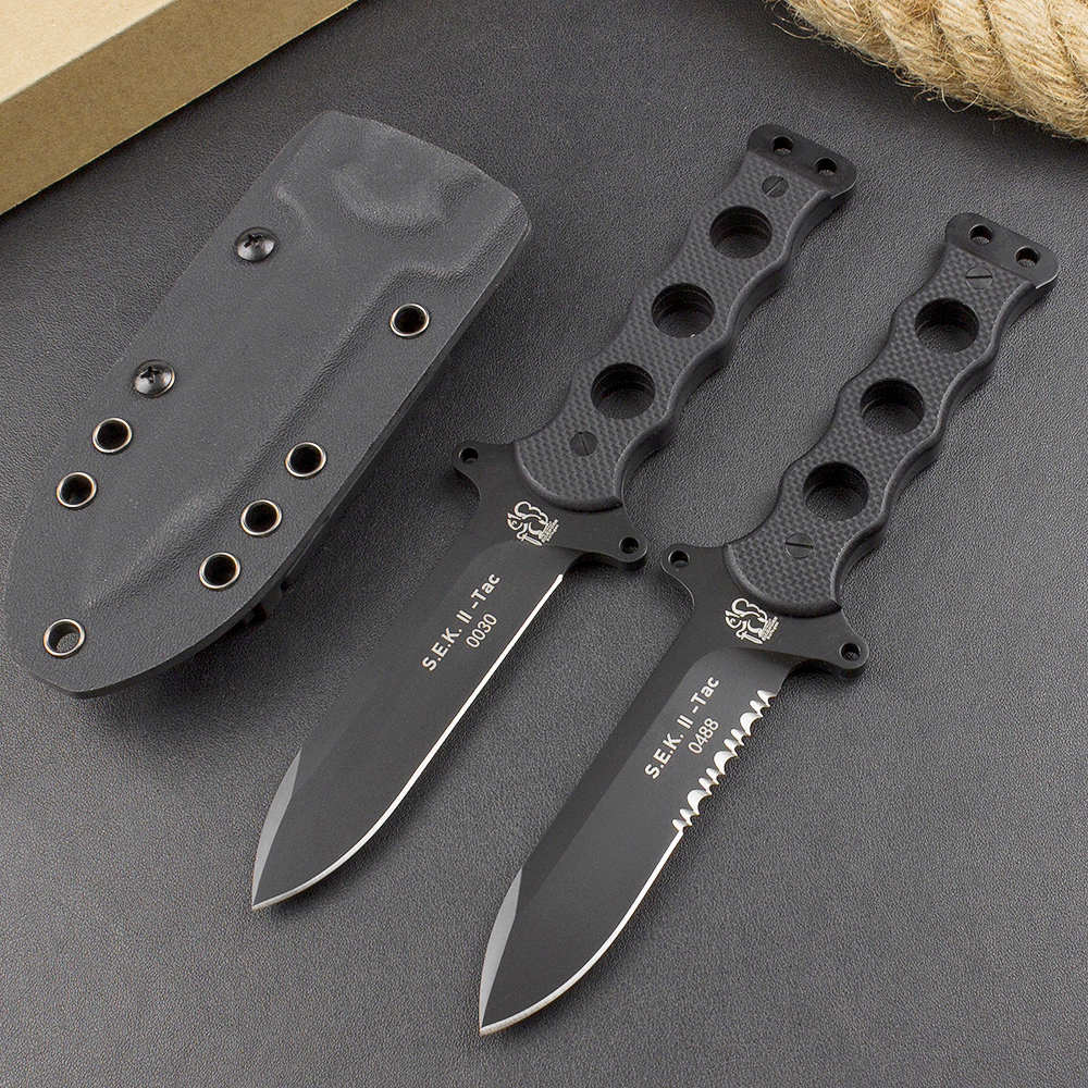 Nouveau couteau tactique à lame fixe Soling DC53 lame de revêtement en titane noir pleine Tang G10 poignée couteaux droits extérieurs avec Kydex