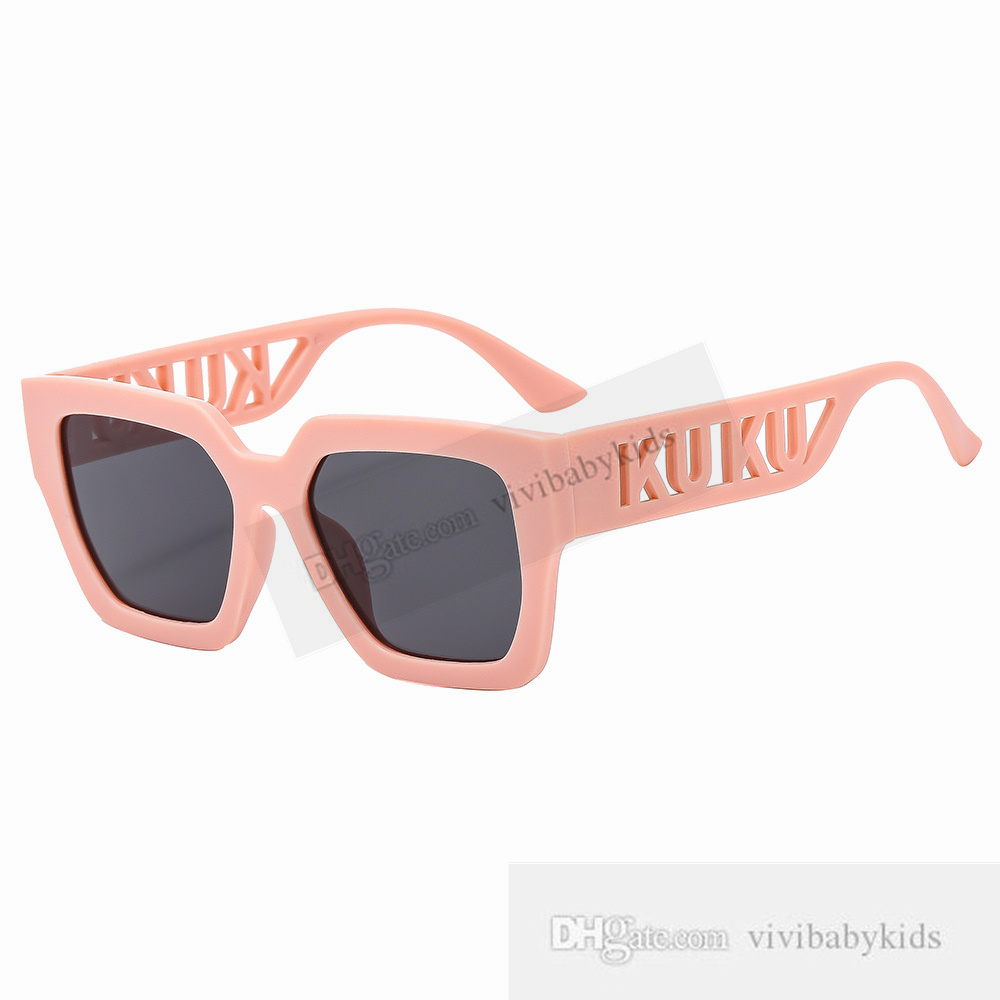 Mode enfants larges lunettes de soleil INS garçons filles lettre creuse cadre carré lunettes de soleil enfants Uv 400 lunettes polarisées écran solaire S1018