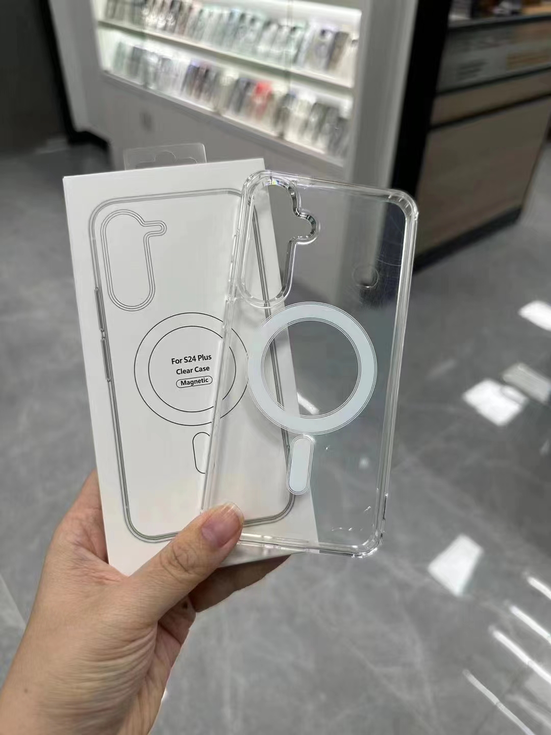 Samsung S24 Plus S23 Ultra S22 Huawei Mate 60 Pro Hard Acrylic Plastic Soft TPUクリア磁気電話カバーの小売パッケージのマグネットワイヤレス充電ケース