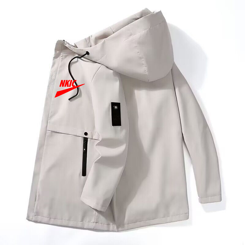 Vår- och höstens svarta vindtäta blixtlåsjacka Casual Brand Logo Printing Hooded Baseball Jacket Outdoor Sports Jacket