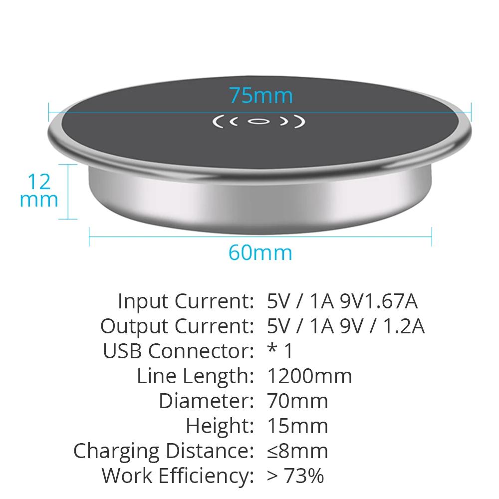 Tute Caricabatterie wireless veloce Iphone14 13 Pro Max Xiaomi Huawei Caricatore del telefono Mobili Tappetino di ricarica incorporato montato sulla scrivania