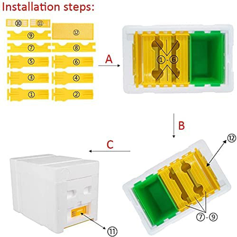 54 unità Nuovo modello Mini Nucs all'ingrosso Mini Accoppiamento Accoppiamento con cornici di plastica Box di impollinazione dell'apicoltura alimentare rimovibile