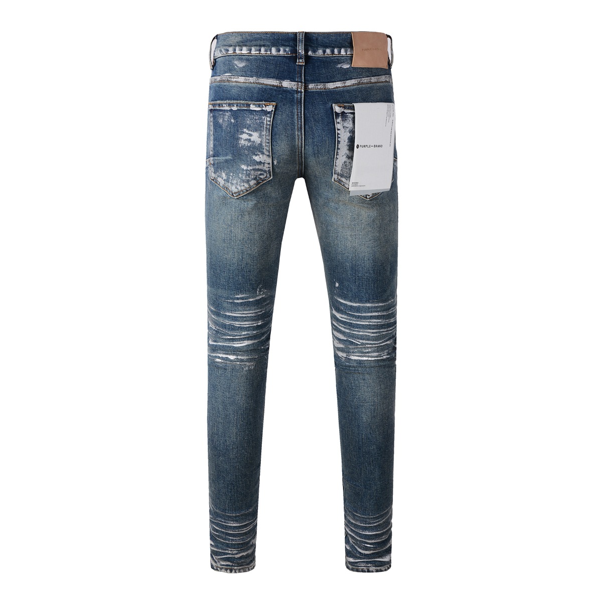 Purple Brand Jeans Jeans High Street Bants огорченные патч ретро прямые джинсы Light Sulh Blue Silver Paint.