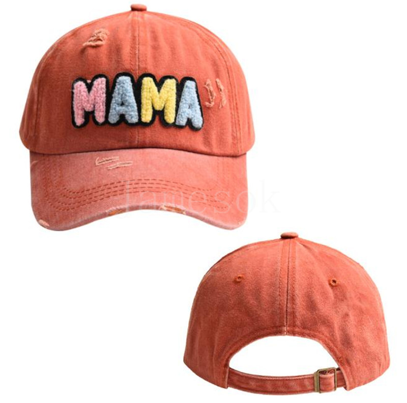 Mama Patch broderie couleur Couleur de baseball réglable de baseball femmes lavé Snapback papa chapeau mode Sunshade Truck Couchettes Caps Hats de833