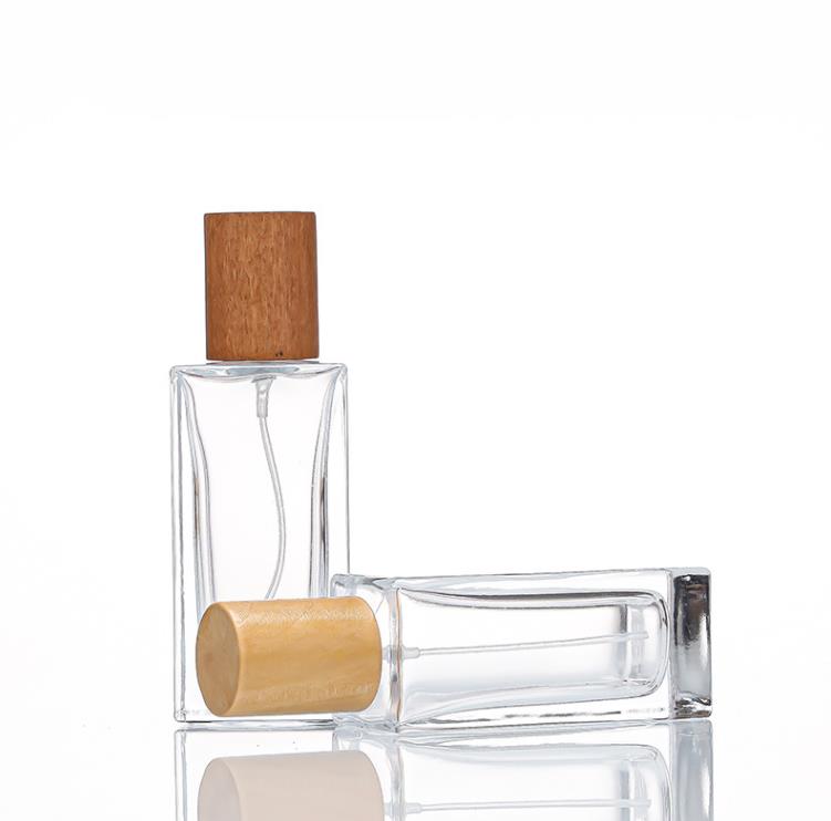 Bottiglie vuote ricaricabili portatili spray profumo in vetro quadrato trasparente da 30 ml 50 ml 100 ml SN6319