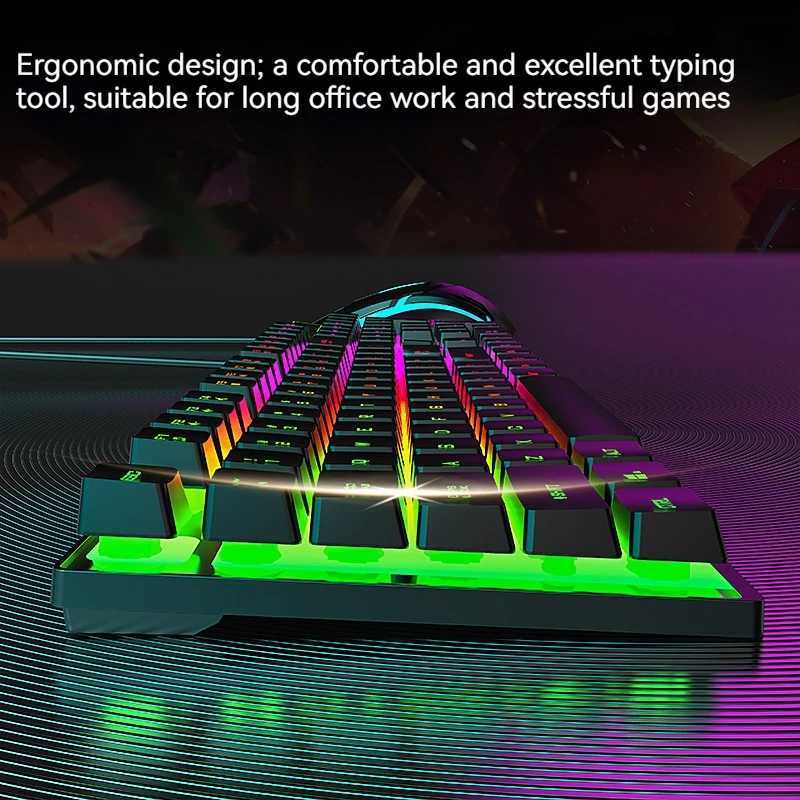 Keyboards Gaming Keyboard and Mouse Set Kit RGB Backlit Mechanical Sense Ergonomic Keyboard and Mouse Combo for Home Office PC Setup GamerL240105