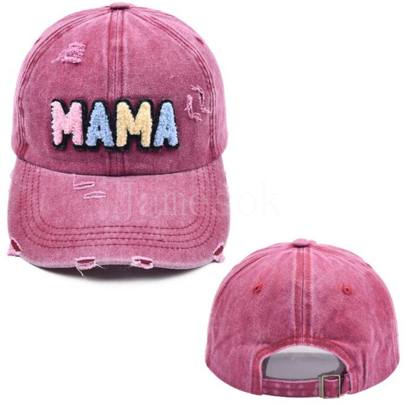 Mama Patch broderie couleur Couleur de baseball réglable de baseball femmes lavé Snapback papa chapeau mode Sunshade Truck Couchettes Caps Hats de833