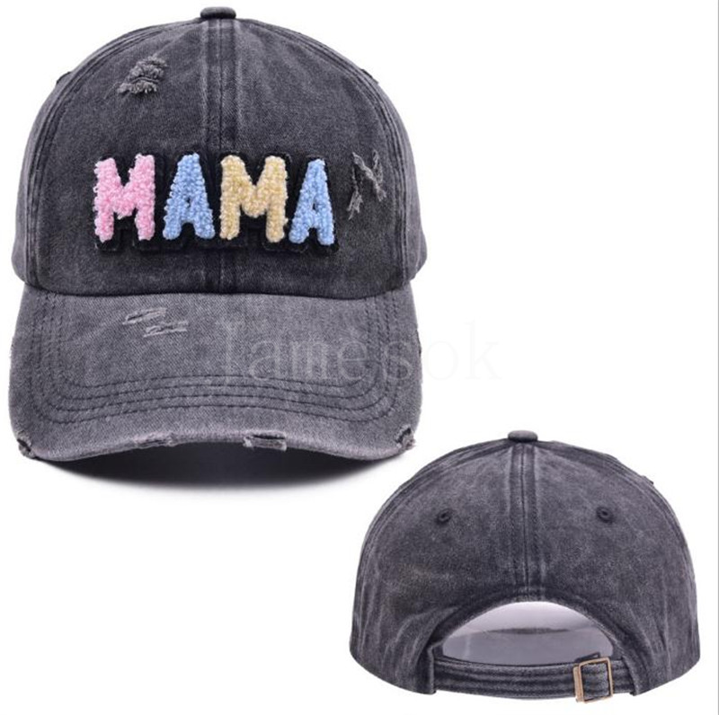 Mama Patch broderie couleur Couleur de baseball réglable de baseball femmes lavé Snapback papa chapeau mode Sunshade Truck Couchettes Caps Hats de833