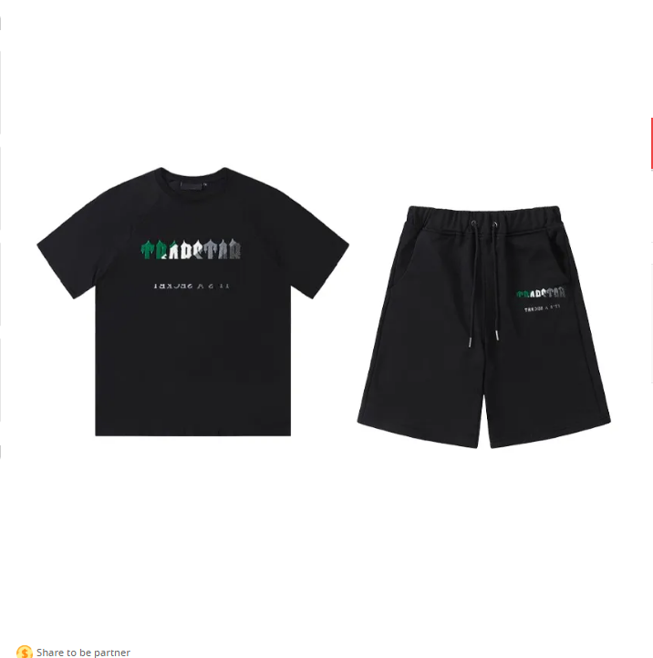 Herren Designer Trapstar T-Shirt Trainingsanzüge T-Shirt Designer Stickerei Buchstabe Luxus Schwarz Weiß Grau Regenbogen Farbe Sommer Sport Cord Top Shorts Sportbekleidung O6PR