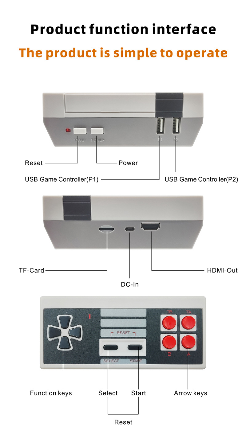 Console de jeu vidéo sans fil Super SN-03 peut stocker 600 jeux Retro Mini 2.4g Consoles portables portables