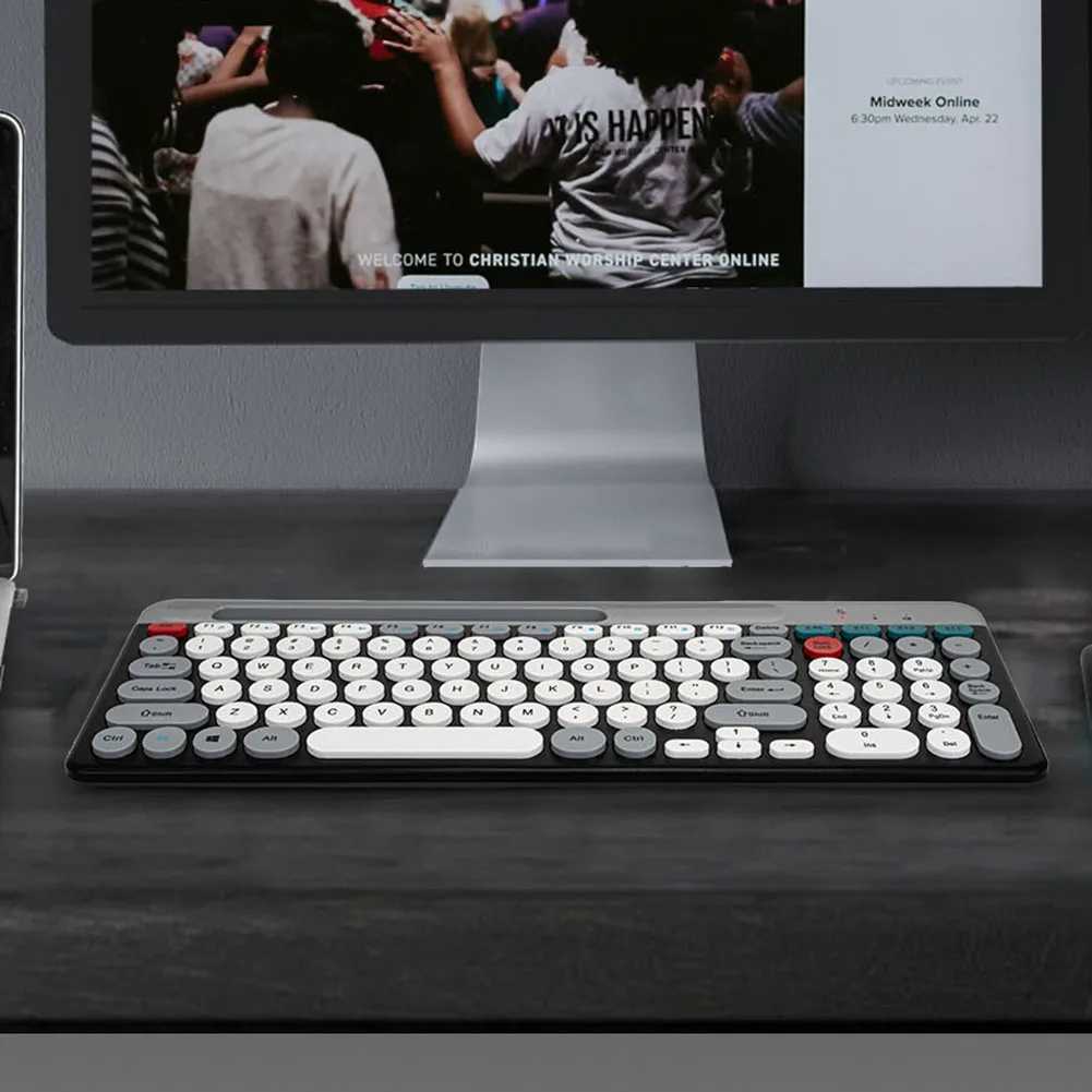 Keyboards 2.4Ghz BT 2 Mode Keyboard and Mouse Combo Rechargeable Wireless Multi-Device Keyboard Mouse Compatible for Mac/iOS/Android/Win7L240105