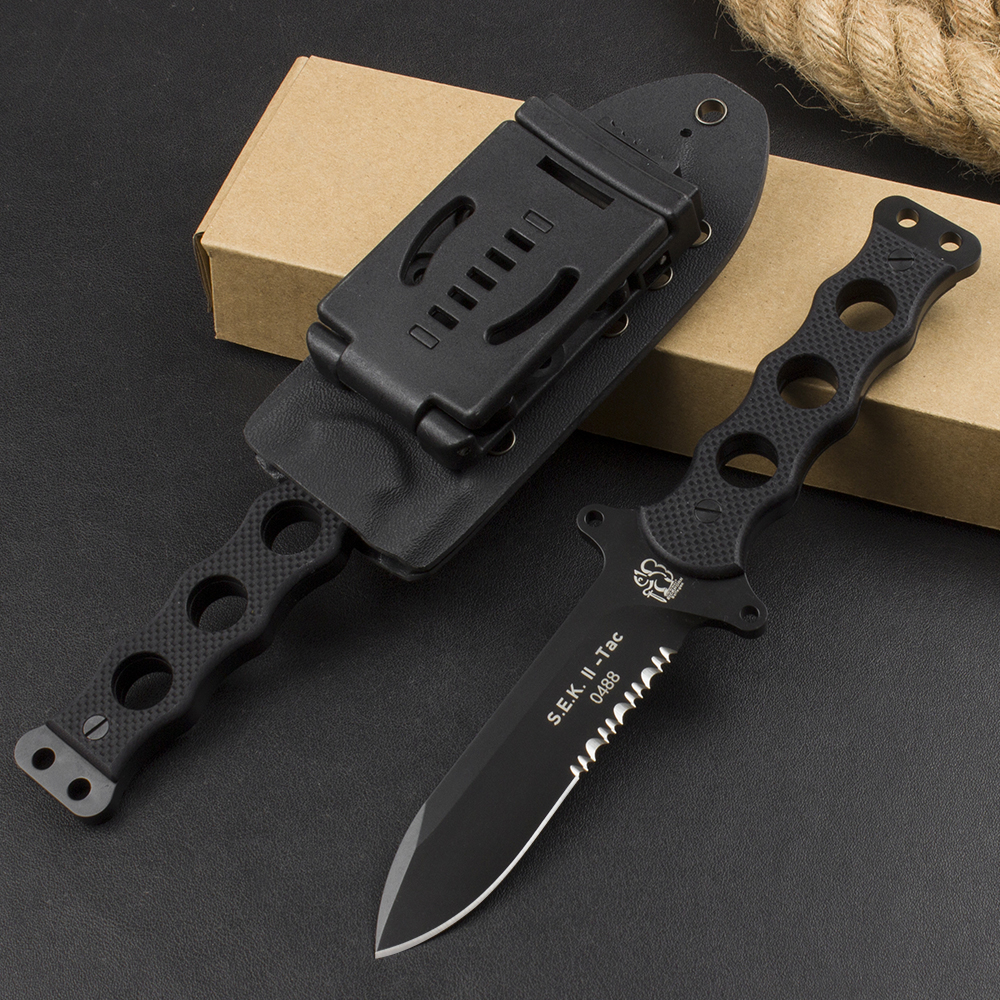 New Arrival Soling Fixed Blade Tactical Knife DC53 Black Titanium Coating Blade Full Tang G10 Handle Outdoor Straight Knives with Kydex