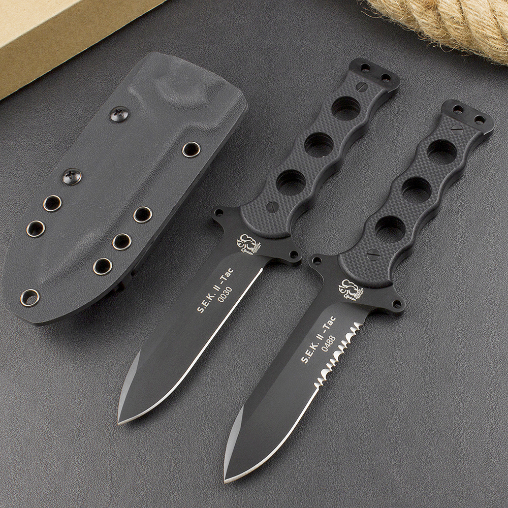 New Arrival Soling Fixed Blade Tactical Knife DC53 Black Titanium Coating Blade Full Tang G10 Handle Outdoor Straight Knives with Kydex