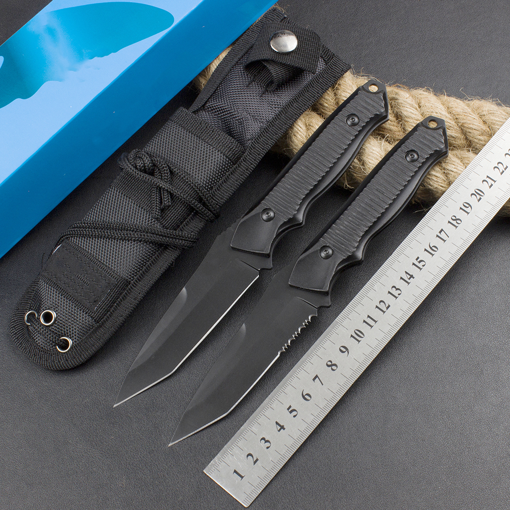 Ny BM140BK överlevnad Rak kniv 154 cm svart oxid Tanto Blade Aluminiumlegering Handtaget utomhus camping Taktiska knivar med nylon mantel