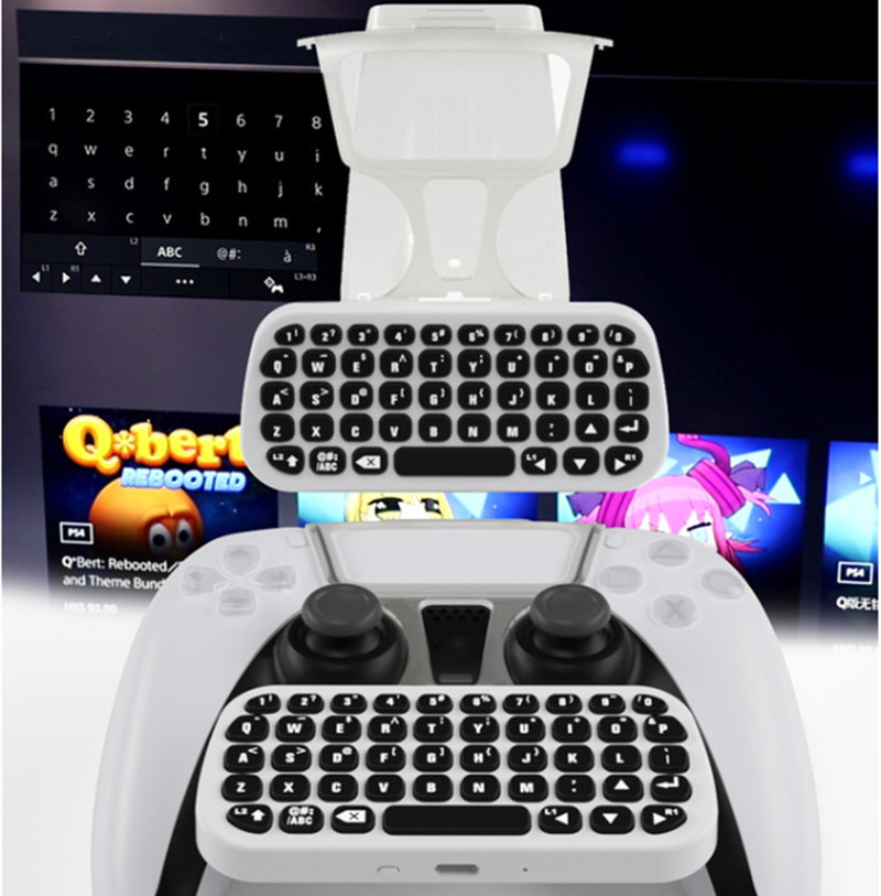 PS5 Gamepad Mini Klavye Bluetooth Kablosuz Klavyeler Sohbet Mesajlaşma Ergonomik Tasarım Klavyesi PS5 Oyun Denetleyicileri için Parantez ile Joysticks