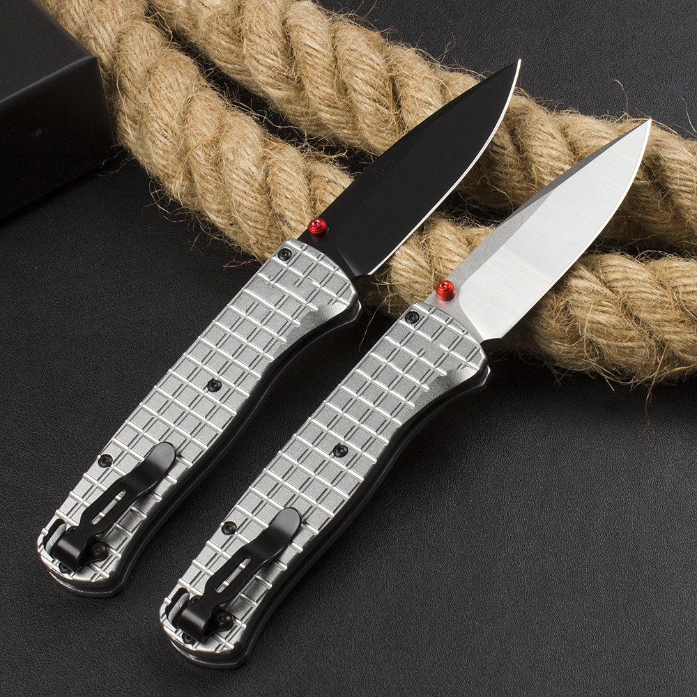 Promotion BM535 BK-4 Pocket Folding Knife D2 Black/Satin Drop Point Blade Aviation Aluminum Handle Outdoor EDC Knives with Retail Box