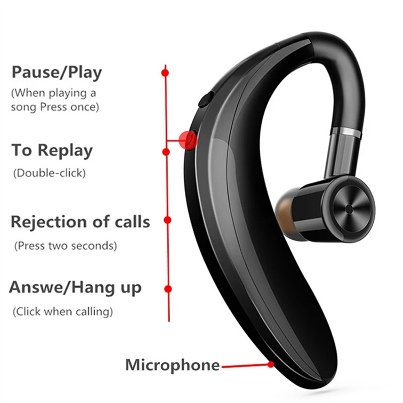 HOT S109 Bt Earphones Headphones Handsfree Earloop Wireless Earbud Headset Drive Call Sports Earphones Earpiece With Mic