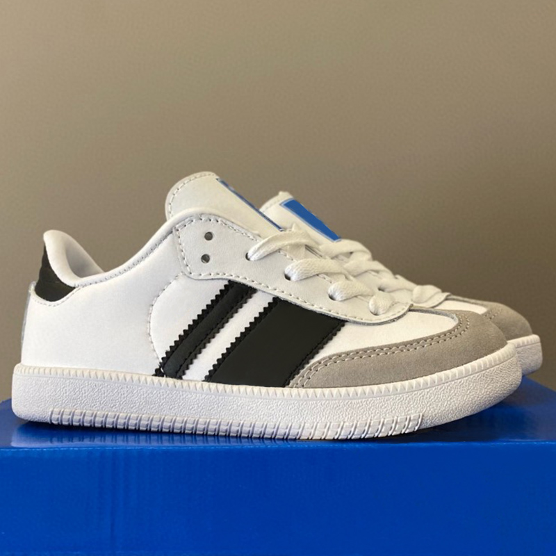 2024 Kids Shoes Casual Sambas Running Boys Sneakers Vegans Children Youth Big Kid Shoe Toddlers Preshcool Runner Gum Trainers Black White Girls Szie 27-37