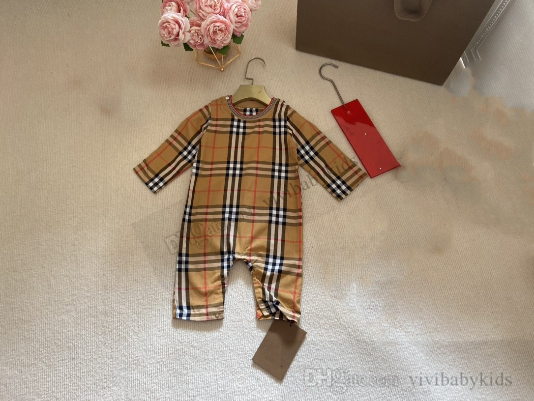 Designer Baby Boys Plaid Rompers Kleinkind Kinder Gitter Langarm -Overall -Anlagen Kind für Kinder Baumwollklettern Sets S1024