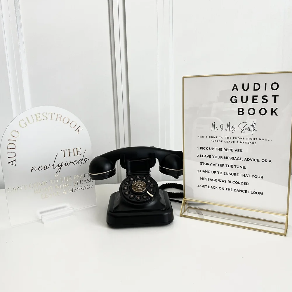 Audio Guestbook Wedding Phone European Classic Message Blessing Phonograph Nostalgia Recording Message Telephone Wedding Prayer