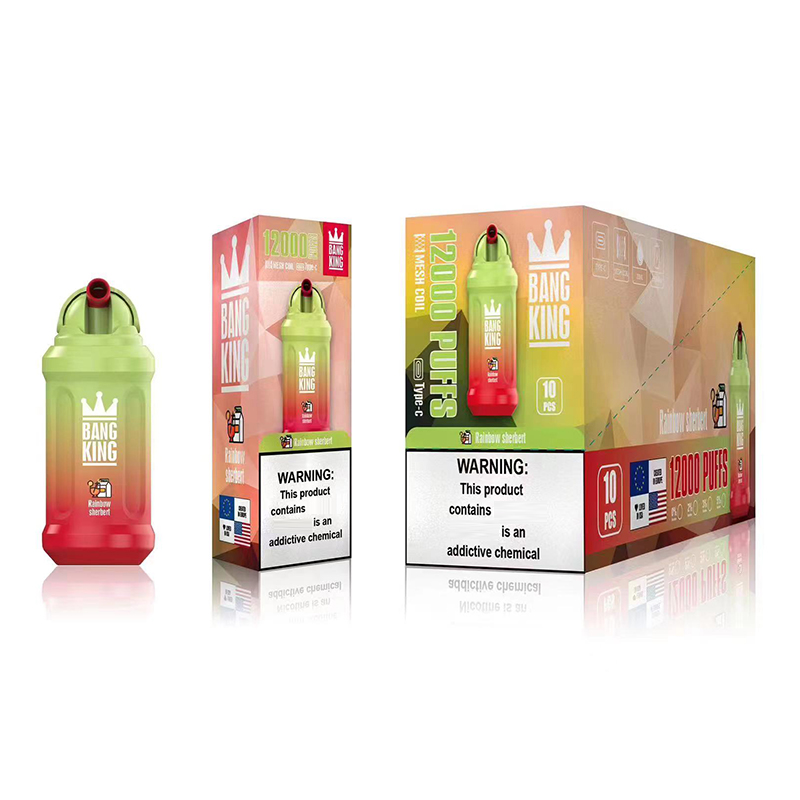 Autêntico Bang King Puff 12000 Caneta Vape Descartável 12K Puffs Recarregáveis E-Cigarros Bobina de Malha Vaper 0% 2% 3% 5% 20 Sabores