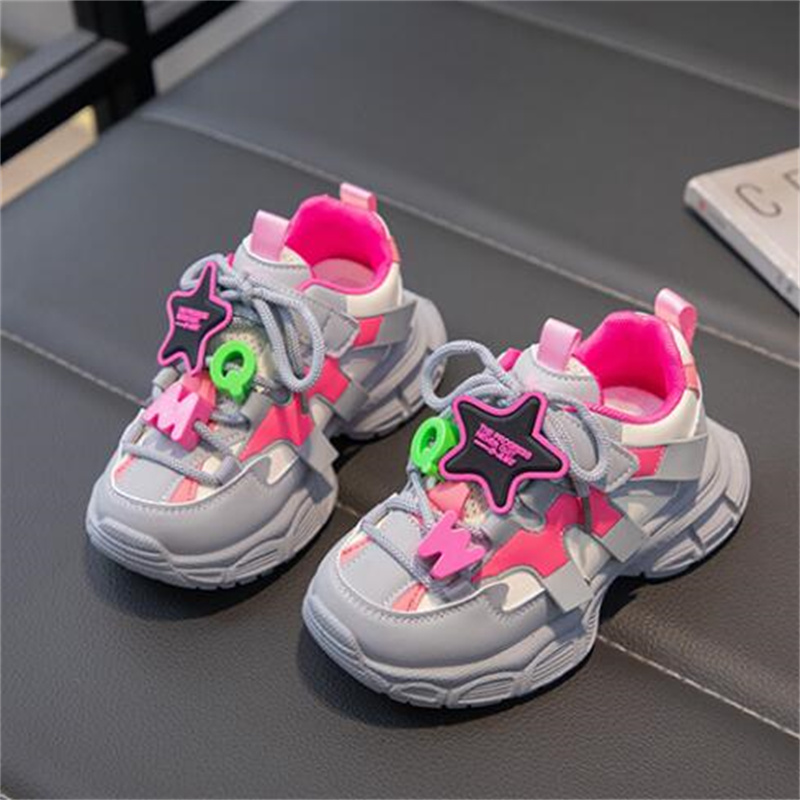 Children's Sports New 2024 Spell Color Premium Soft Pu Leather Boys Sports Fashionable and Cute Outdoor Casual Shoes for Girls