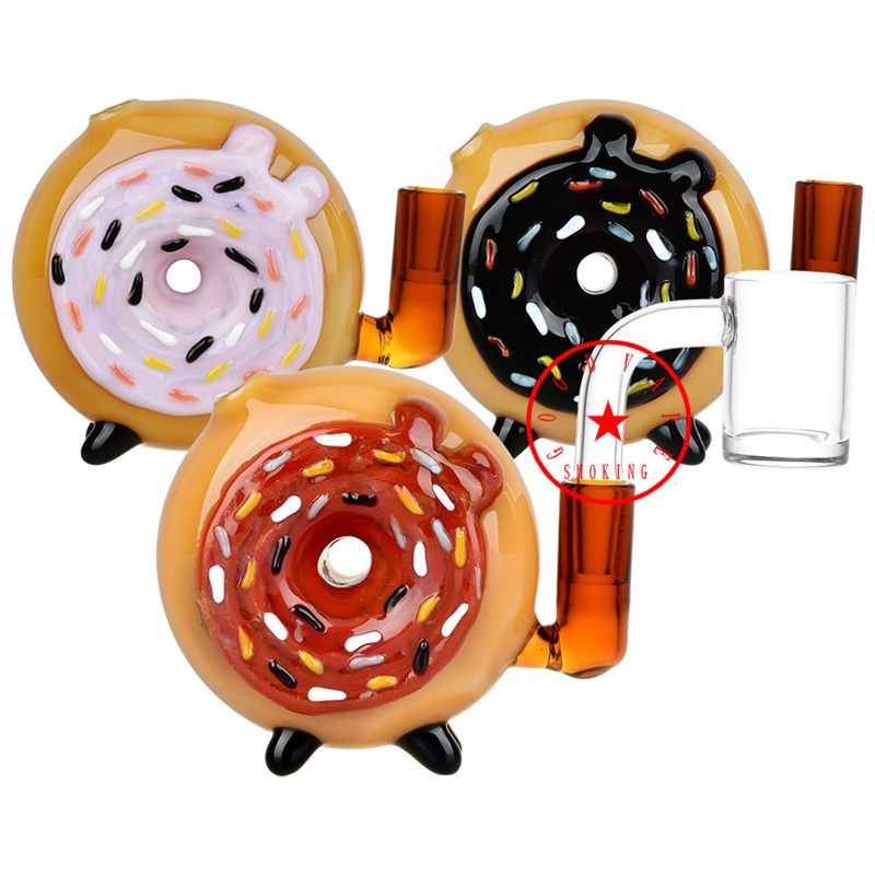 Latest Colorful Donut Mini Rig Smoking Kit Bubbler Thick Glass Pipes Portable Pocket Oil Filter Quartz Bowl Cigarette Holder Tube Waterpipe Bubble Hand Bong DHL