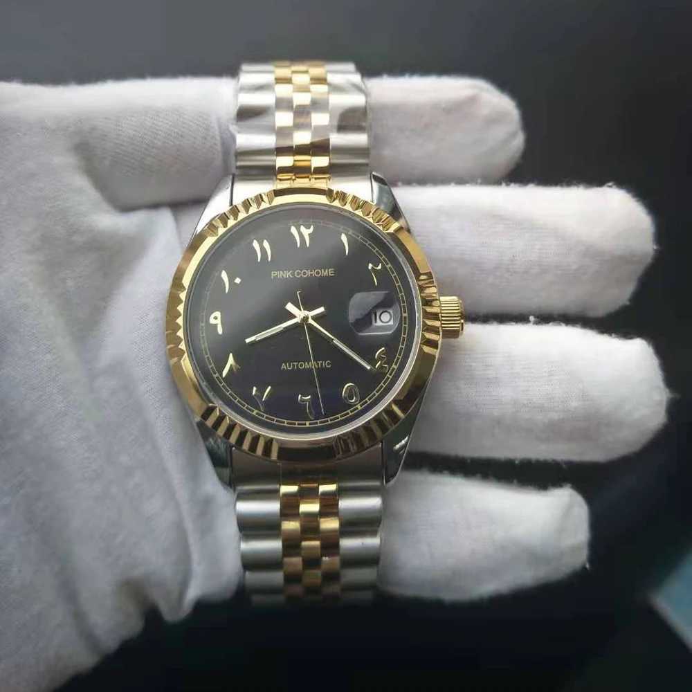 Andere Uhren luxuriöser Stahl arabische Arabische digitale Uhr Automatische mobile mobile Urdu Digital Mechanical Watch Mens wasserdichte Erkek Saatleril240403