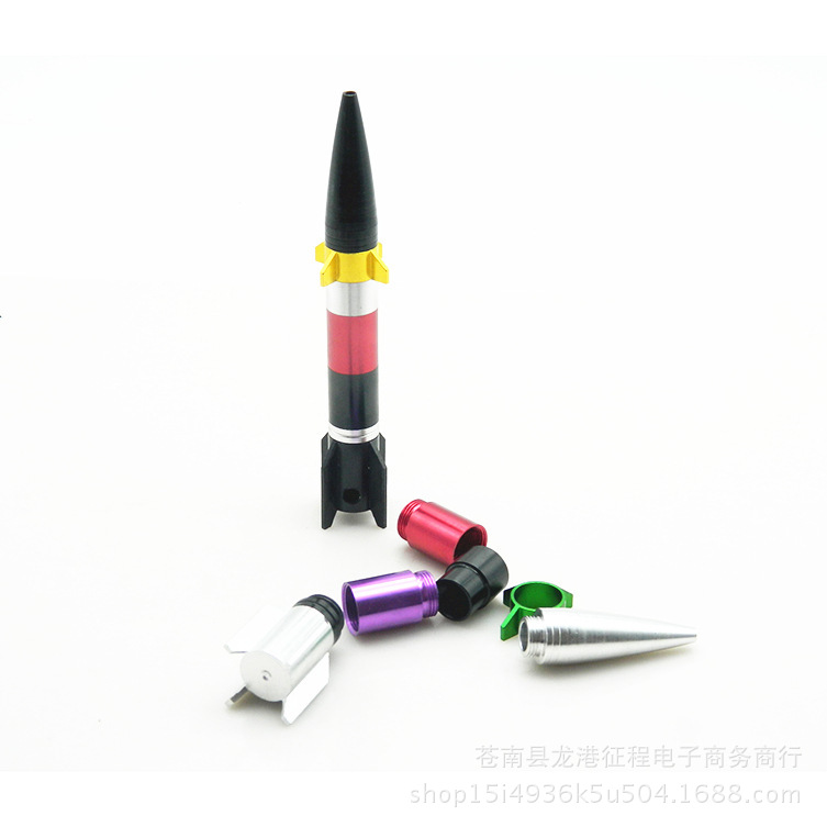 Cachimbos para fumar modelo de foguete de metal de míssil destacável e montado, conjunto portátil para fumar cachimbo de tabaco