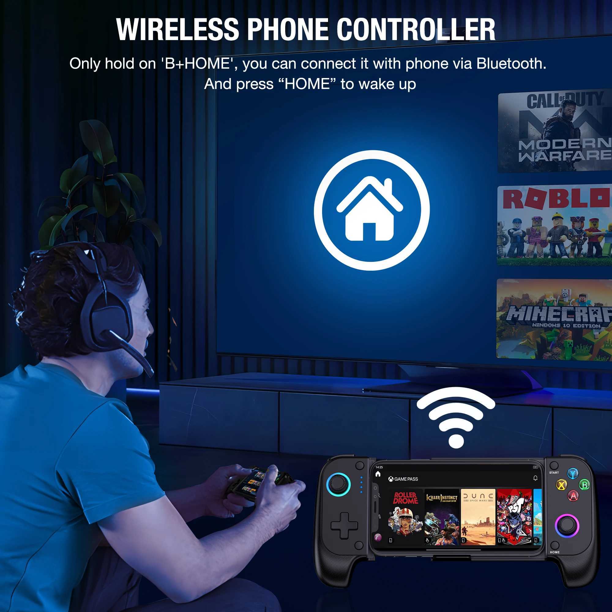 게임 컨트롤러 조이스틱 BebonCool GamePad 휴대 전화 컨트롤러 iPhone Android Phone P Remote Play Xbox 게임 홀 효과 트리거 조이스틱