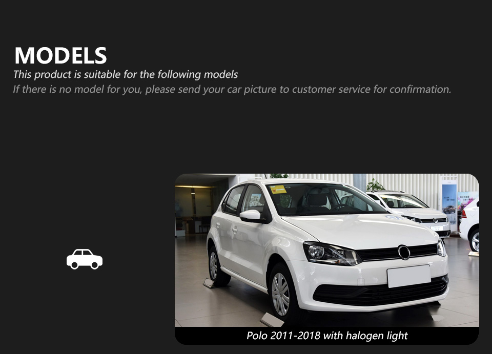 Faro anteriore a LED VW Polo 2011-2018 Indicatore di direzione diurno Faro abbagliante Lente del proiettore
