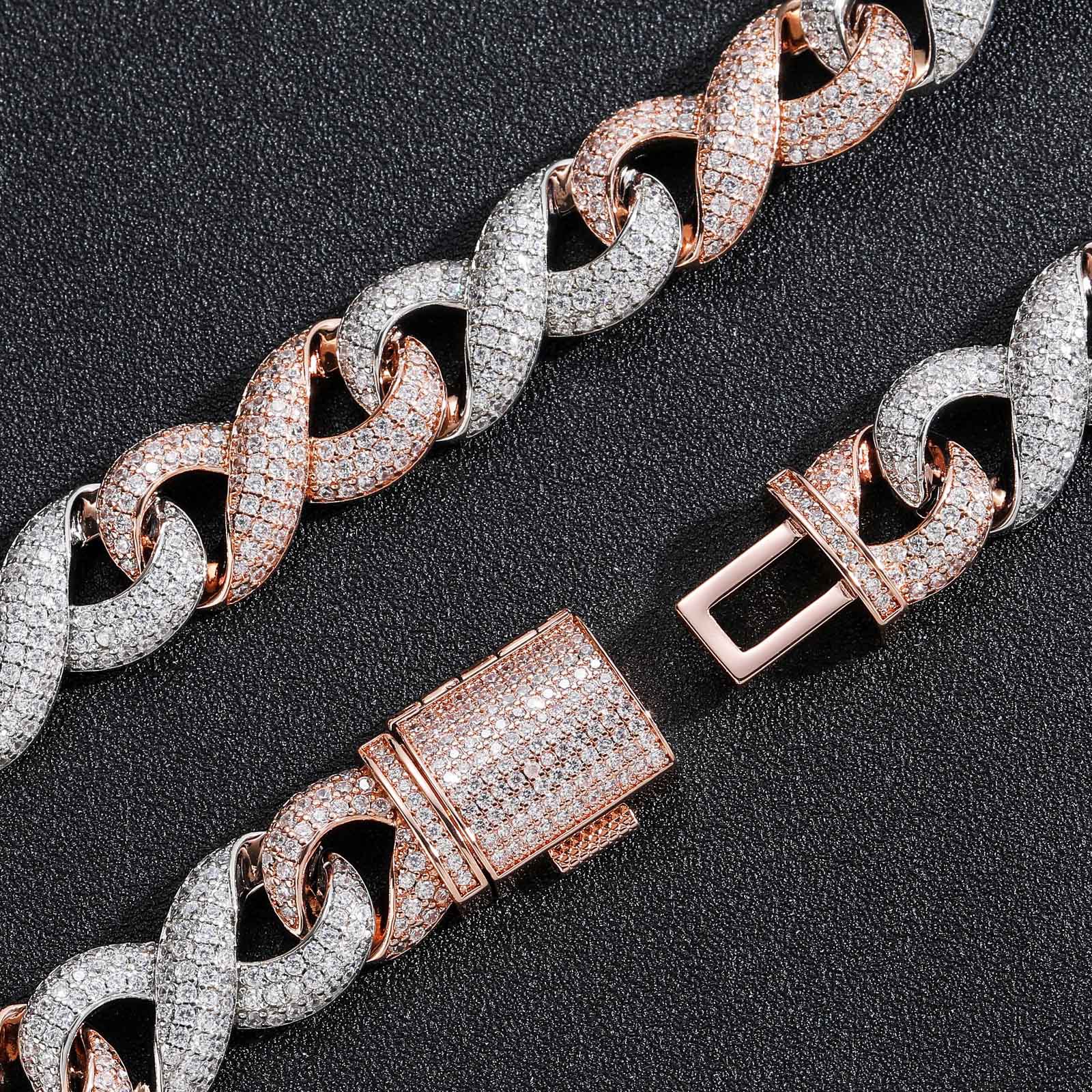 15mm High Quality Hip Hop 8 Infinite Chain Tennis Chain Necklace Bracelet 18K Real Gold Plated with 5A Zircon Men Jewelry Set