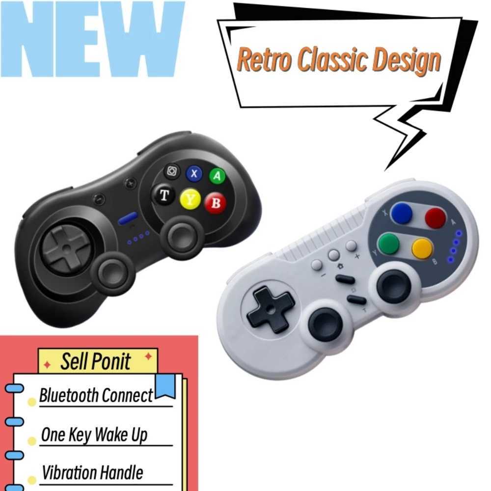 Contrôleurs de jeu Joysticks Contrôleur Pro sans fil au design rétro classique pour Switch Lite OLED Support Turbo Vibration Poignée Joystick pour ordinateur PC NS