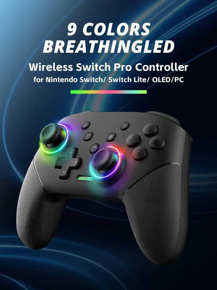 Gamecontrollers Joysticks DATA FROG Draadloze controller voor Nintendo Switch OLED/Lite Console Pro Gamepad met 1000mAh batterij Programmeerbare turbofunctie